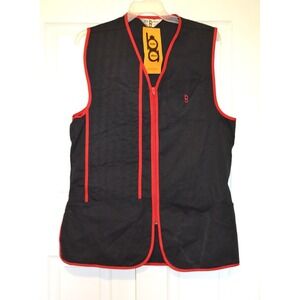 Nwt's Vtg Bob Allen Shooting Vest Size L Zip Front Black‎ w/ Red Trim Style 102S